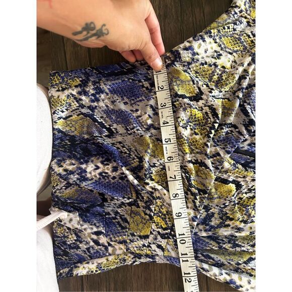 Calvin Klein Multicolored Snake Skin Pattern Faux Wrap Dress Size 4 Purple Yello - Picture 10 of 11